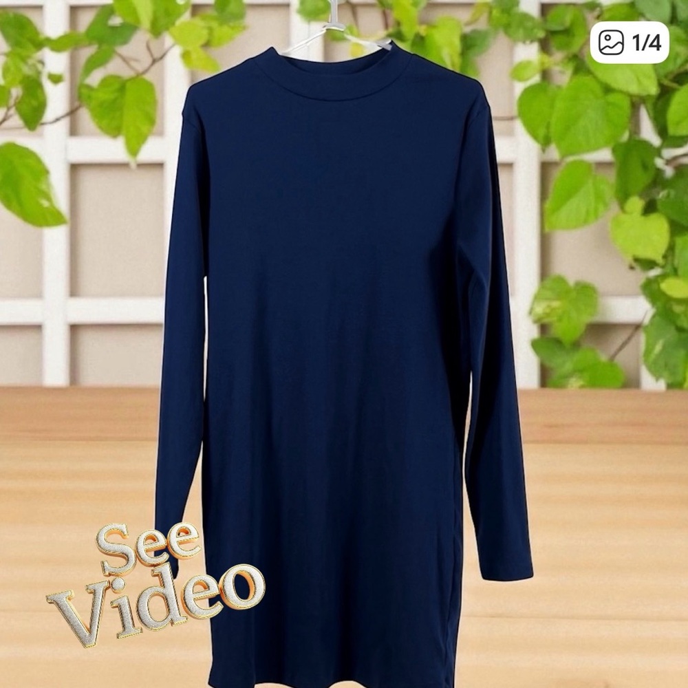 👛 (ANY 2/$25) NOBO Blue Long Sleeved Sweater Dress - Picture 4 of 6